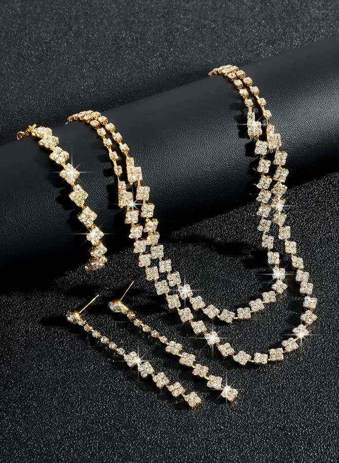 تايك تو طقم مجوهرات 3 قطع عقد وسوار وأقراط منمقة